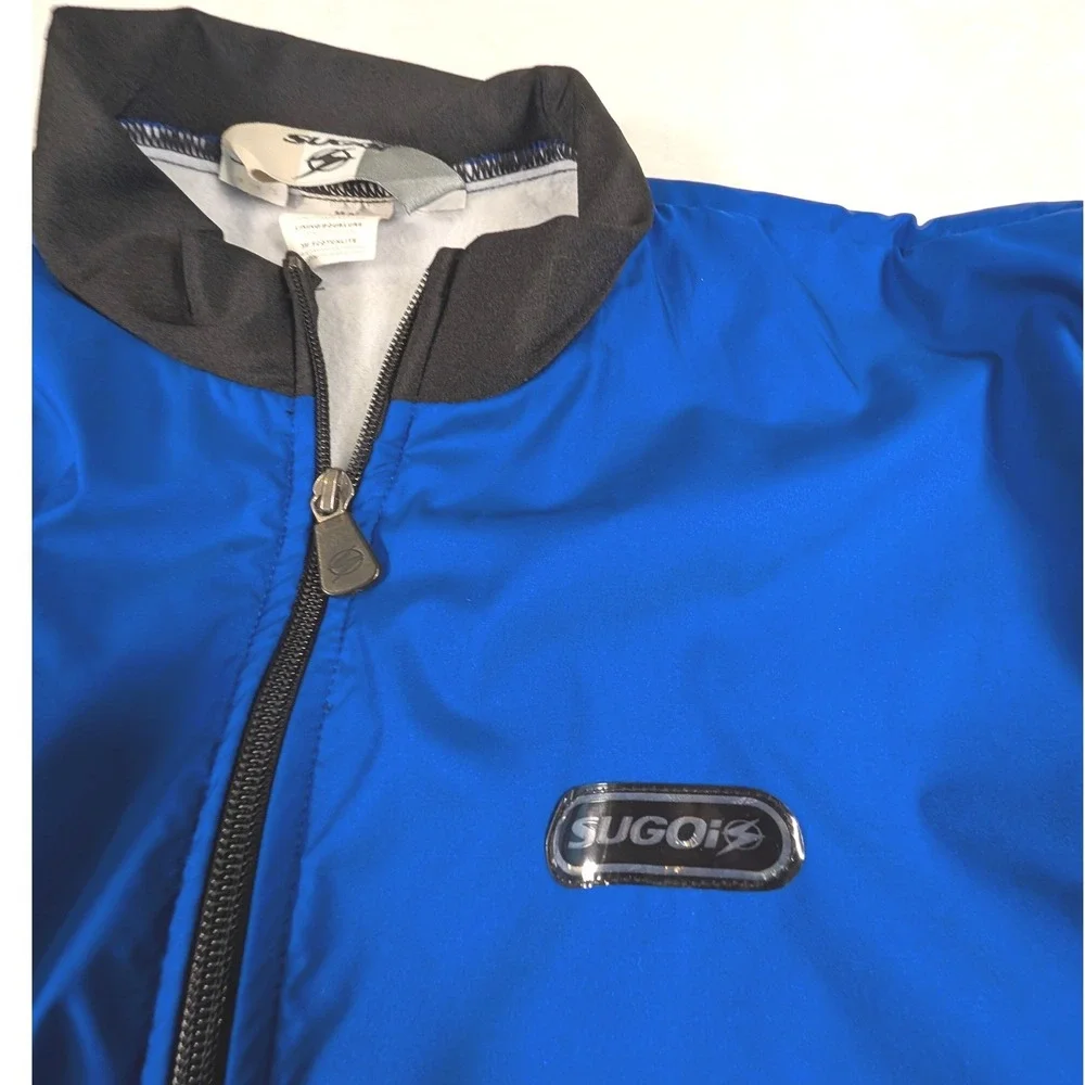 Sugoi Cycling Jacket Mens Blue Black Full Zip Reflective Lined Windbreaker 3M
